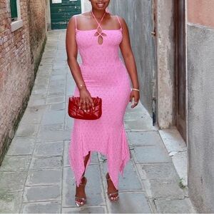 Oh Polly Elegant Embellished Pink Dress